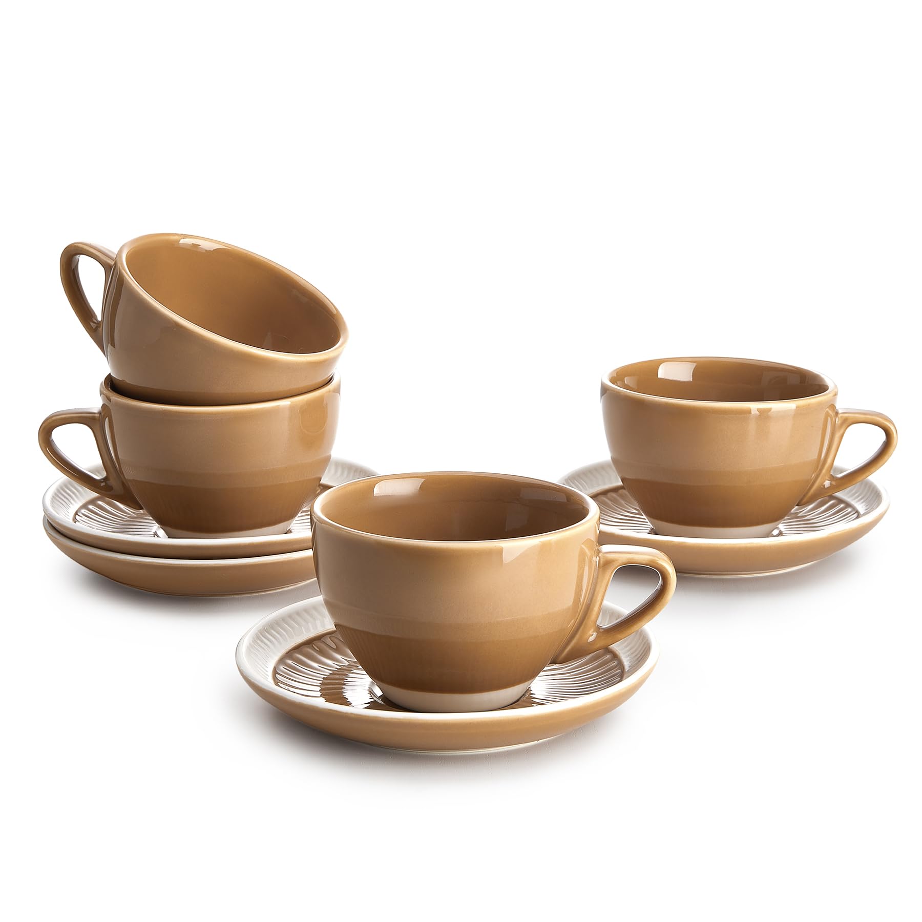 Amazon.com | Sweese 6 Ounce Cappuccino Cups with Saucers