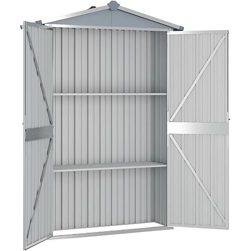 vidaXL Garden Shed Gray 42.3"x18.1"x72" Galvanized Steel