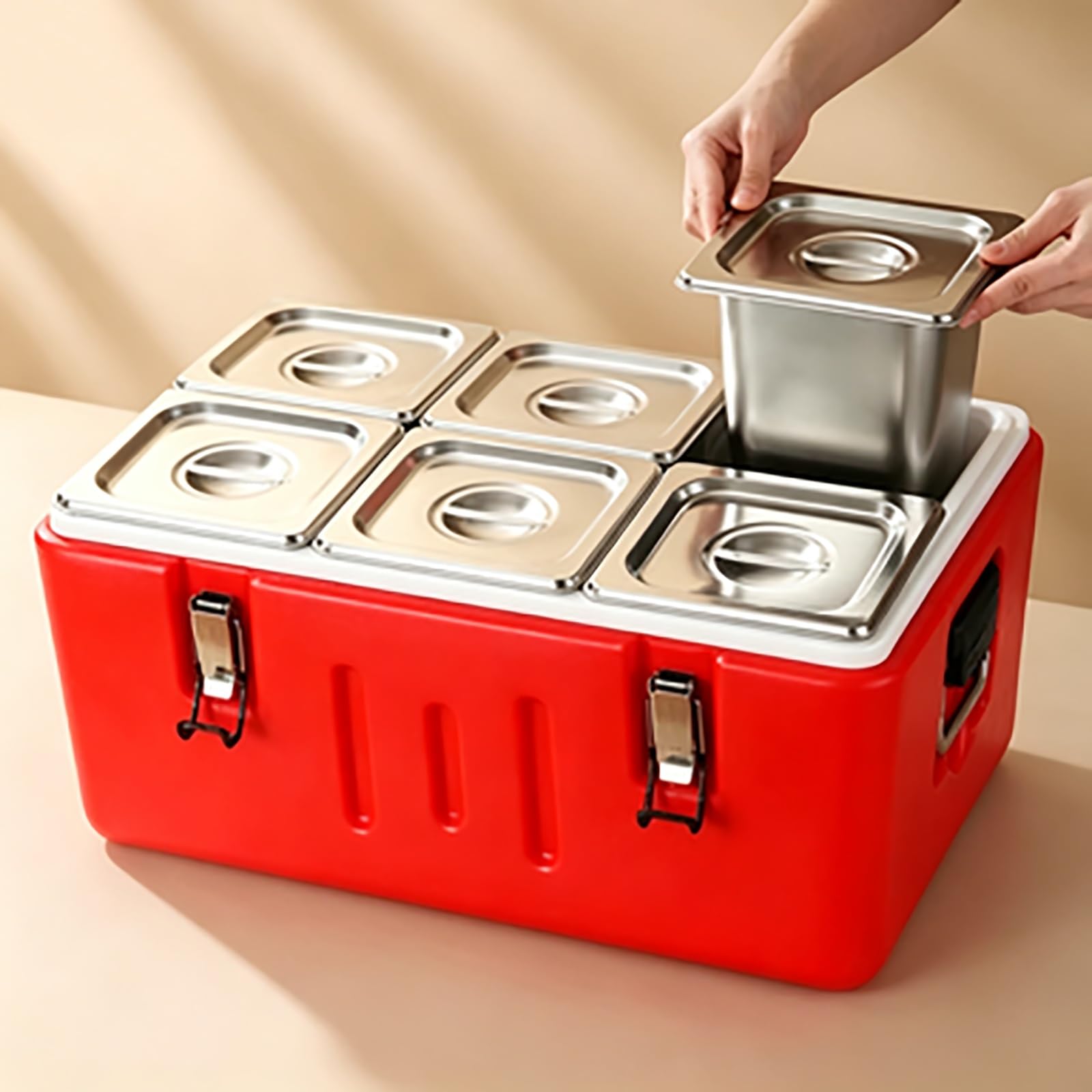 JOSOGO Portable Insulated Cooler Box, Leak Proof Thermal Storage Box for Travel, Camping, Home Use(F)