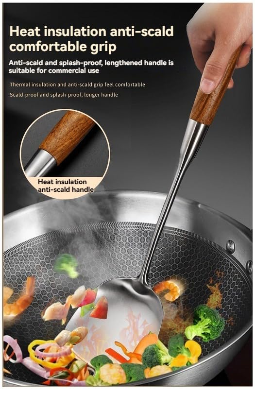 7 utensilios de cocina de acero inoxidable 316, espátula para freír, cuchara de sopa, cucharón, colador grande, espátula para freír, colador de pasta (plata, estante colgante de acero inoxidable 201)