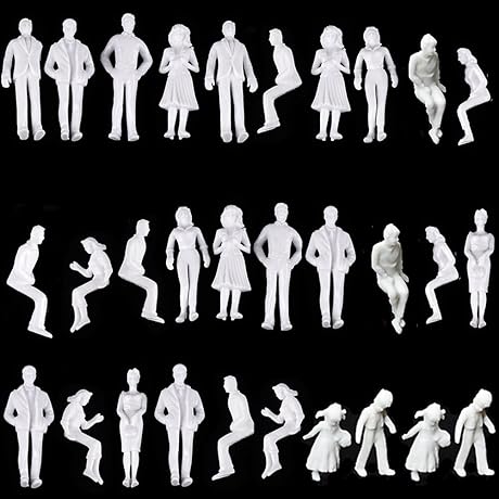 30Pcs Unpainted Tiny People Figures 1:25 Scale Model Trains Architectural O Scale...