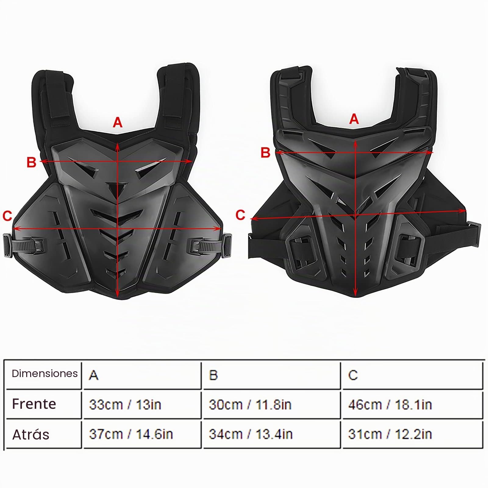 Protector de Pecho Chaleco de Motocicleta a Prueba de Golpes Transpirable Pecho Espalda Protección para Montar Deportes Al Aire Libre (1)