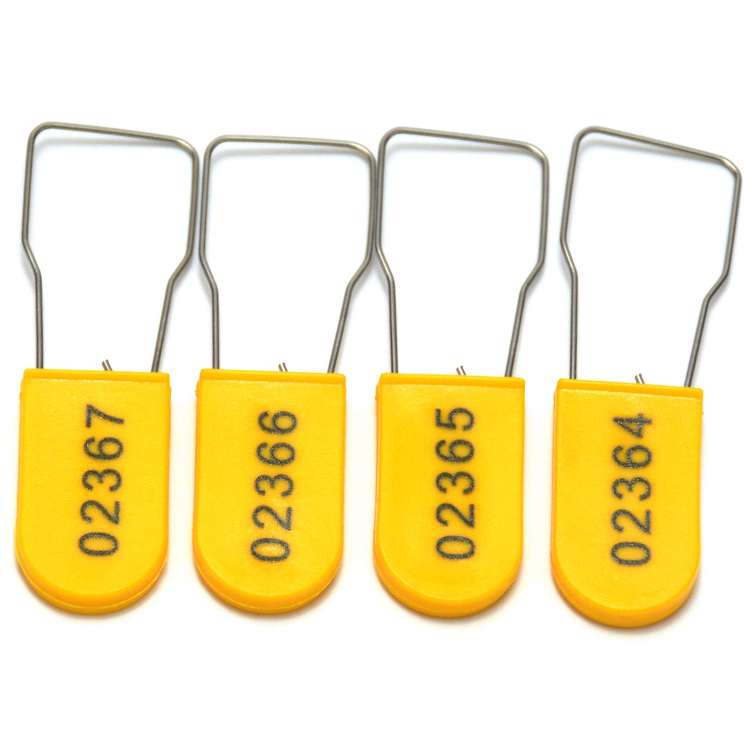 Yellow 100Pcs Plastic Padlock Security Seals Numbered Metal Wire Padlock Seals Disposable Tamper-Evident Lock Tags For Door, Access Cabinets, Utility Meters Seal