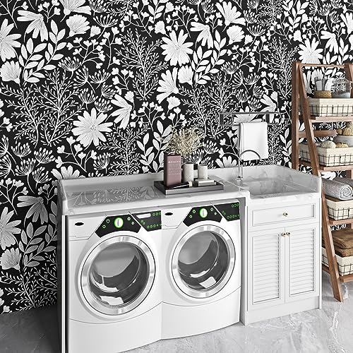 Papier peint noir et blanc fleur ReWallpaper : rénovation facile - 7