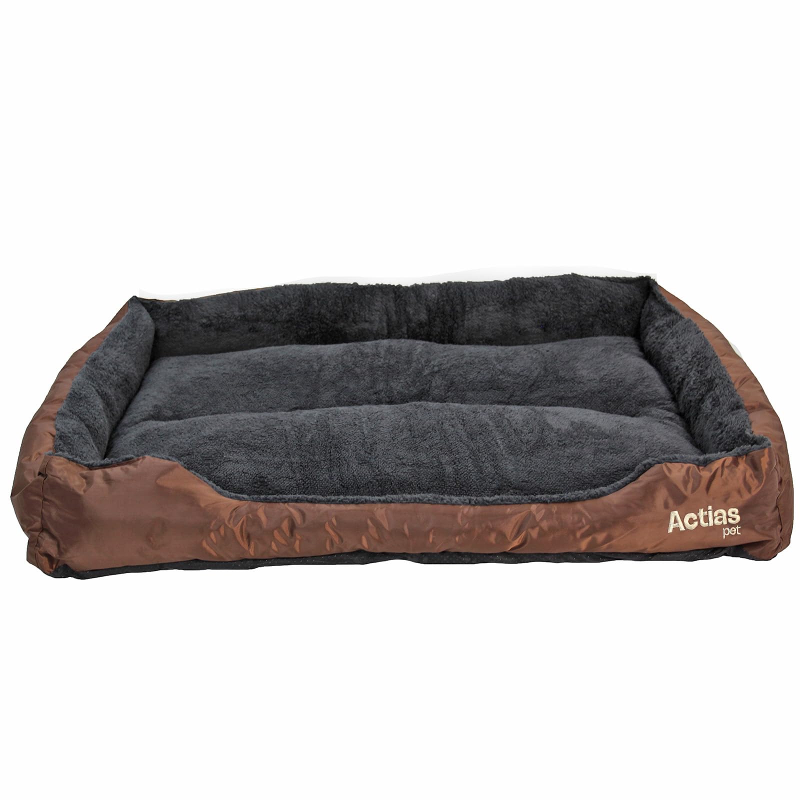 Actiaspet - Soft Washable Dog & Cat Bed | Cozy Faux Fur Fleece Cushion Basket for Pets & Puppies (Brown, XXLarge)