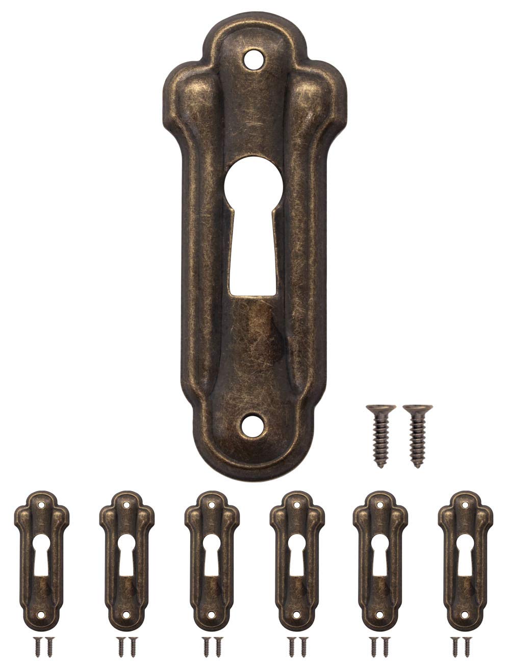FUXXER 6x Antique Key Signs Lock Rosettes Vintage Brass Design 48x19mm