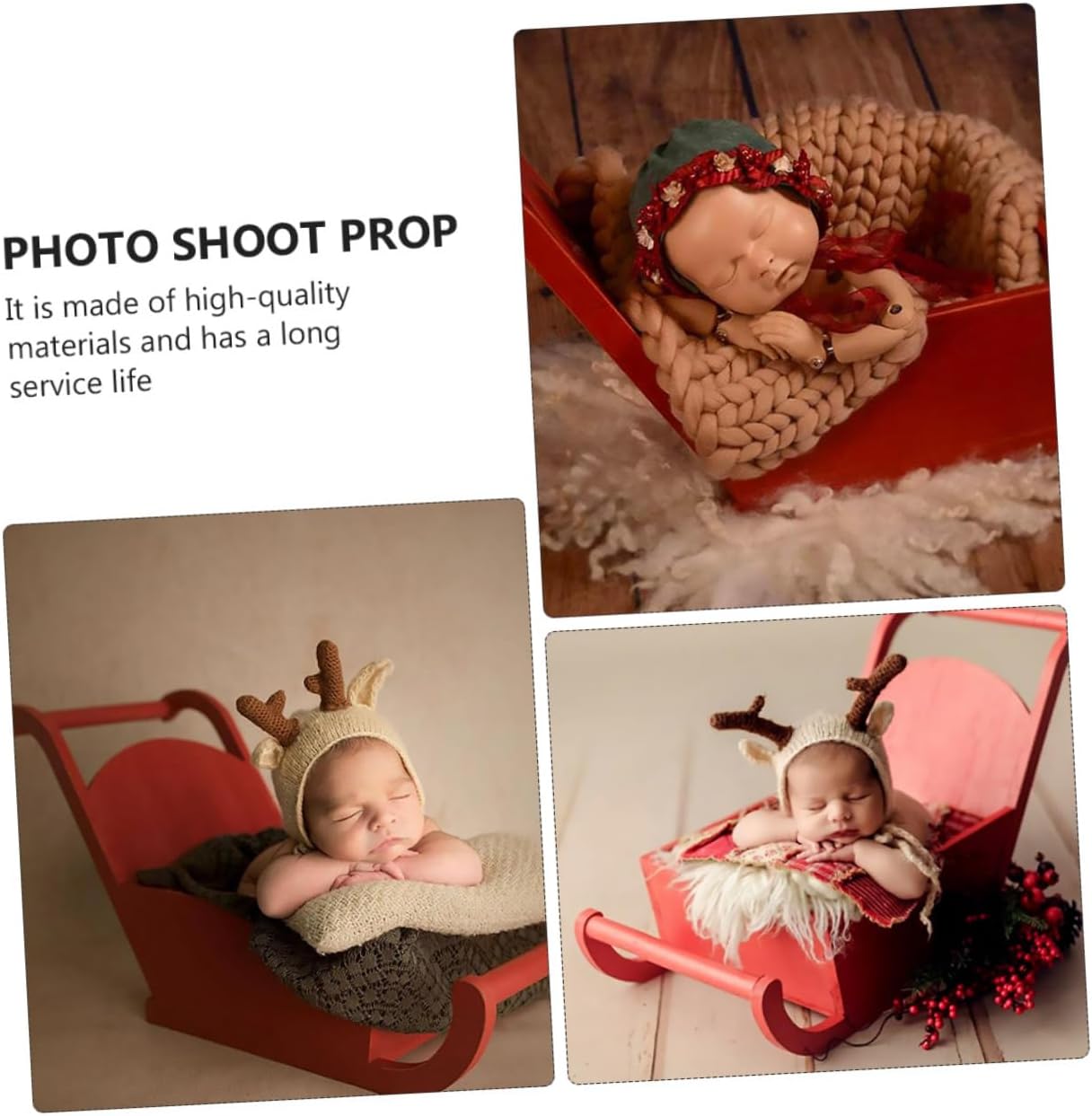 jojofuny 1pc Newborn Photo Shoot Prop Rustic Christmas Decoration Sled for Photography Xmas Sled Prop for Unique Newborn Posing and Holiday Memories