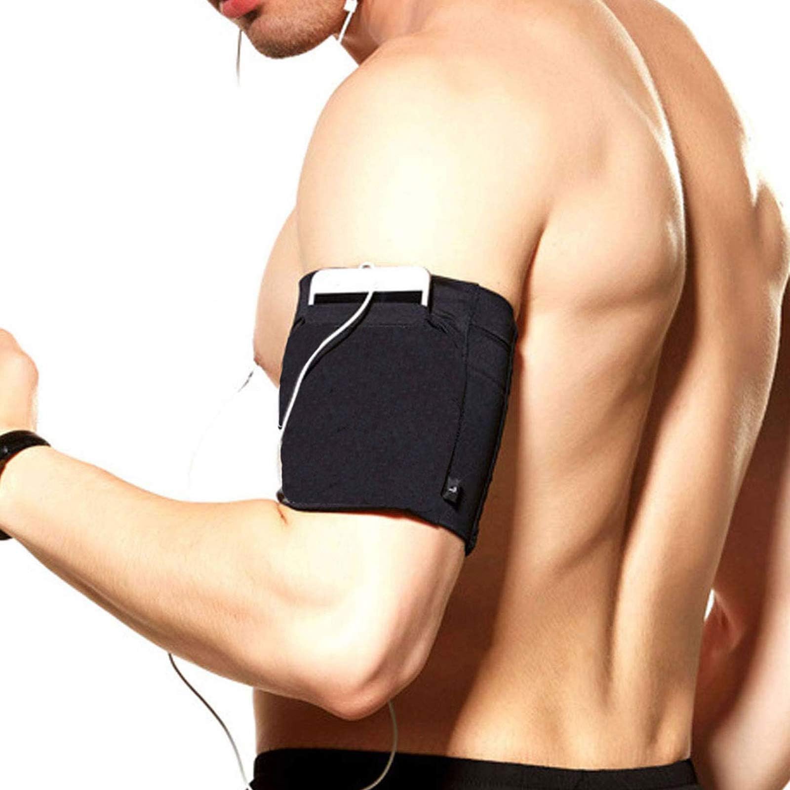 Phone Armband Sports Running Armband Lightweight Arm Band Strap Running Phone Holder Pouch Sleeve for Exercise Workout for iPhone 8/7/6/5,Samsung Galaxy S9/S8/S7,Google Pixel, A-Black, M