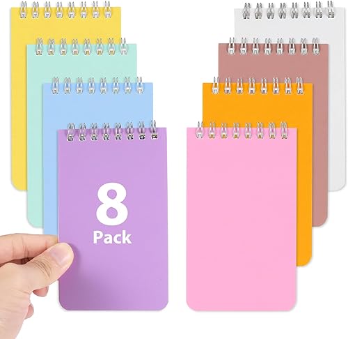 3 x 5 Small Pocket Notebooks - 8 Pcs Mini Spiral Notebook Bulk with Lined Pages, Colorful Little Notebook Nursing Notepad for Study, Work, Steno,