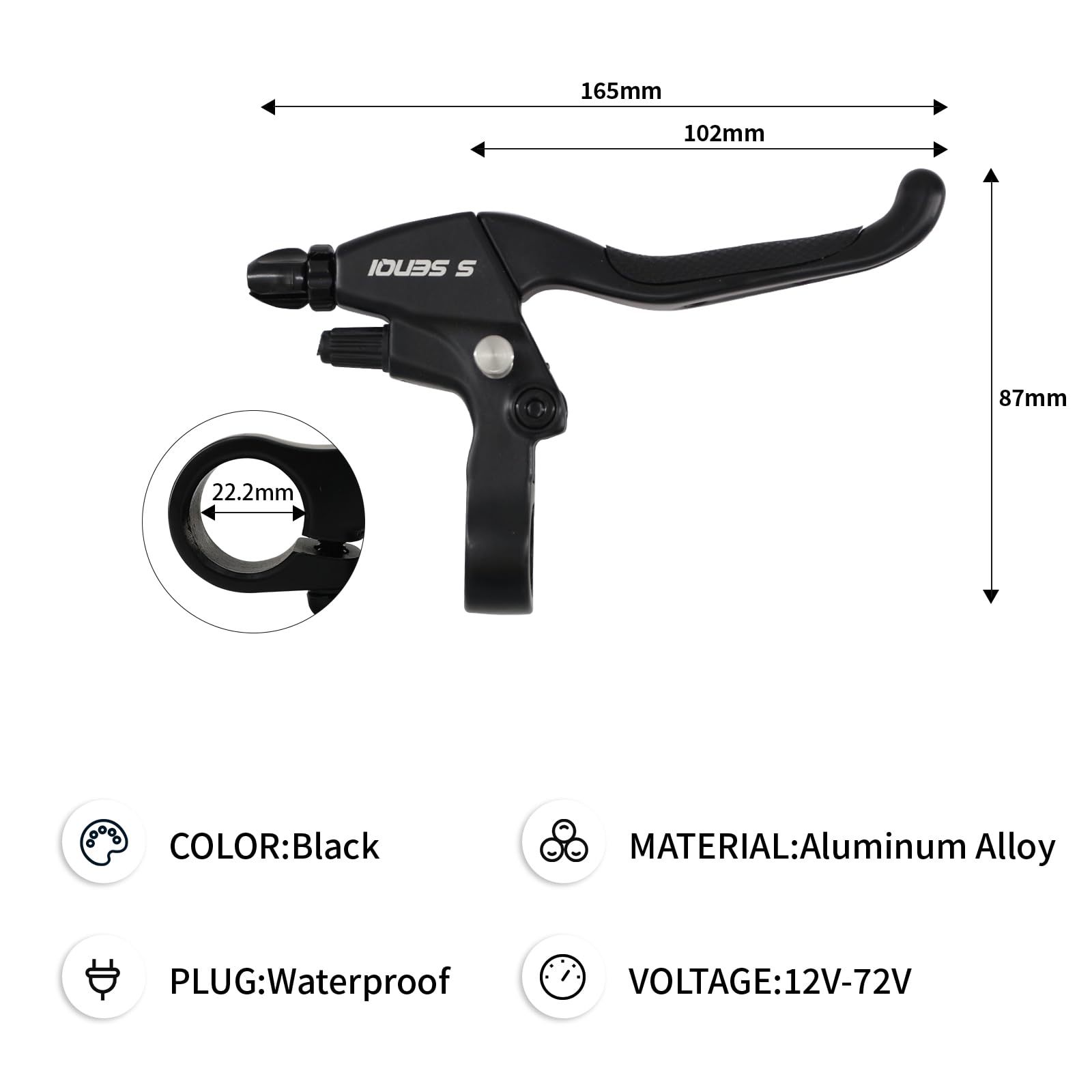Levier de frein de vélo avec bouton de verrouillage pour tricycle, vélo électrique, scooter électrique, contrôle de sécurité avec design ergonomique (1 paire)