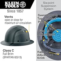 Vista 2 de Klein Tools 60513 - Casco duro, fibra de carbono serie K12, ala completa, ventilado, clase C, tipo 1, espartano