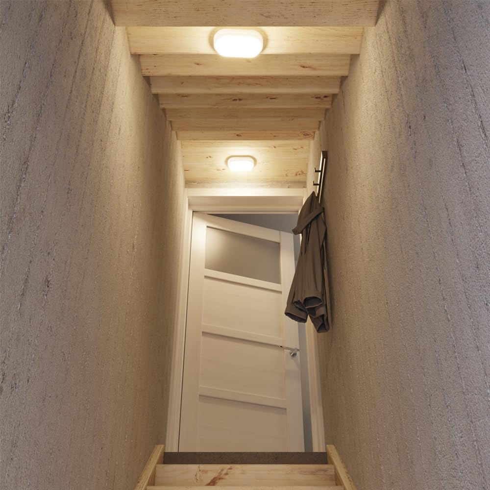 HOFTRONIC - Lote de 4 lámparas LED de bodega blanca - 12 W 1160 lm - Aplique ovalado - IP54 - Aplique de pared - 4000 K blanco neutro - Lámpara de techo para cuarto de baño bodega WC garaje taller