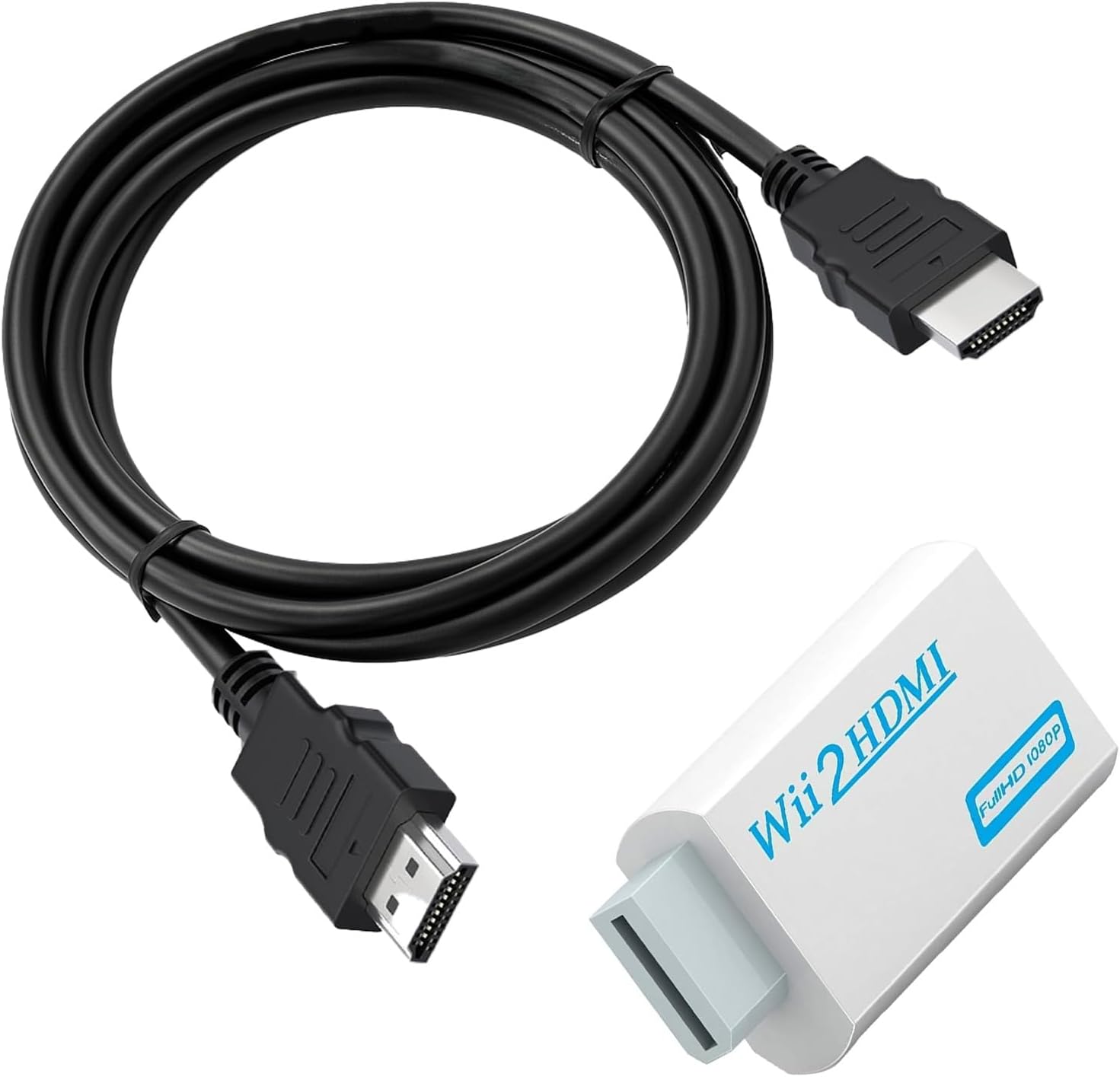 2PCS set Wii to HDMI Adapter with 1m Cable, Wii Cable for Smart TV, Wii-to-HDMI Converter for 1080P/720P HD Video Audio Output with 3.5mm Audio Jack, Compatible with All-wii Display Modes