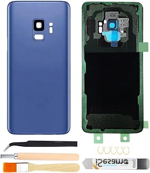 Galaxy S9 Rear Back Cover Replacement with Pre-Installed Camera Lens+Tools+Pre-Adhesive for Samsung Galaxy S9 SM-G960 All Carriers Blue