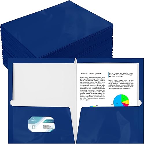 Miniatura 6 de Yeaqee Paquete de 125 carpetas blancas con 2 bolsillos, carpetas de papel blanco laminado brillante, carpeta de presentación blanca, carpeta de