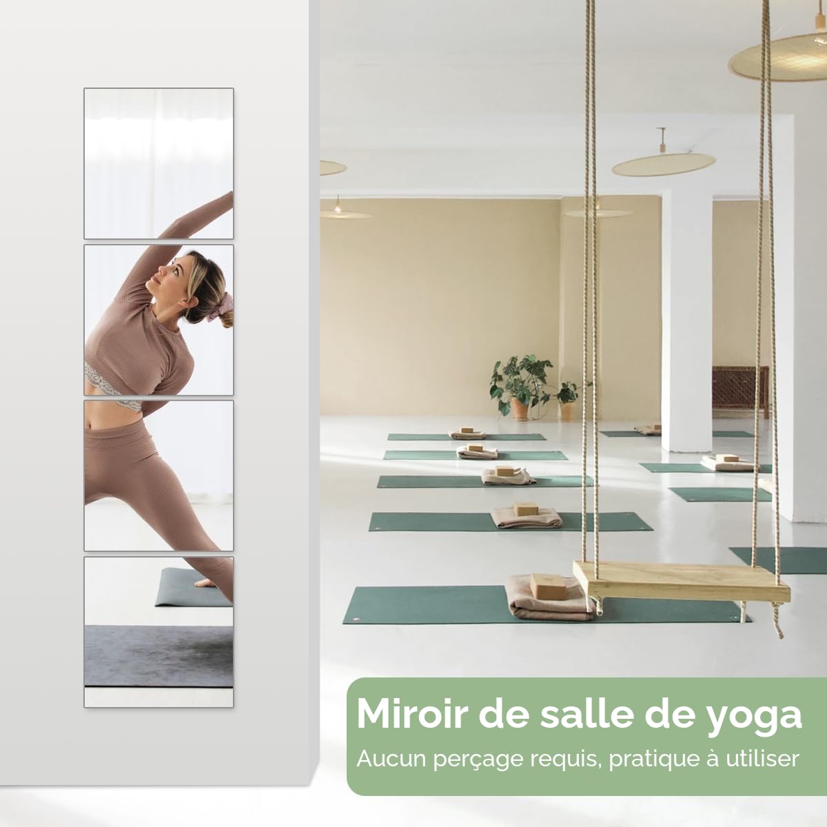 Lot de 4 miroir autocollants en acrylique pour murs, miroirs de sécurité, maquillage mural, grande taille, entraînement, gym, couloir, chambre d'enfant