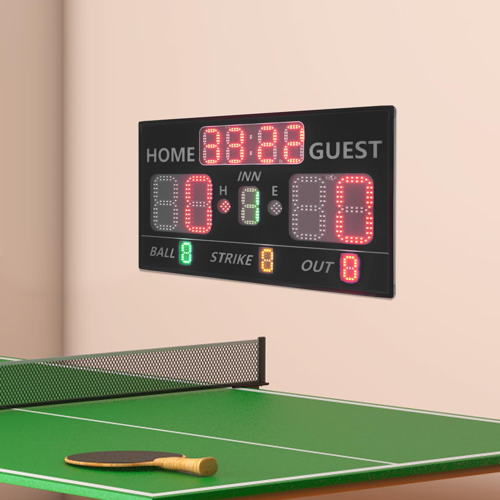 Lavagna digitale con telecomando, lavagna elettronica a LED con timer, orologio promemoria, suono, lavagnetta da baseball portatile, segnapunti digitale, contapunti elettronico per giochi all'aperto