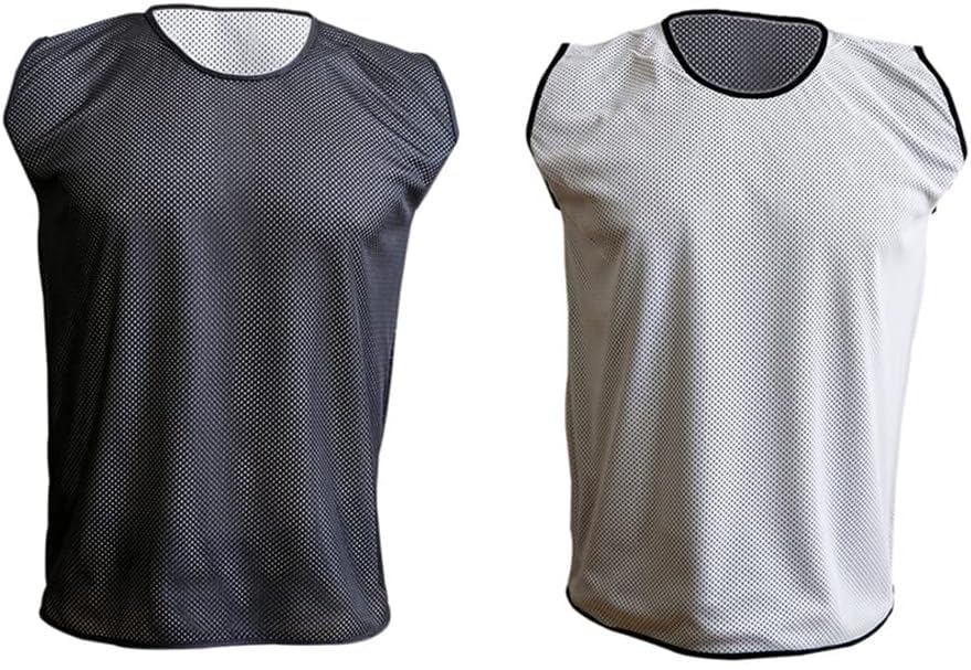 PROSTYLE SPORTS 10 Football Training Reversible Bibs Football Netball Rugby Hockey Cricket (Black/White, Junior (U14's))
