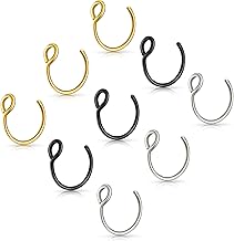 9 Pieces Stainless Steel Fake Nose Ring 8mm