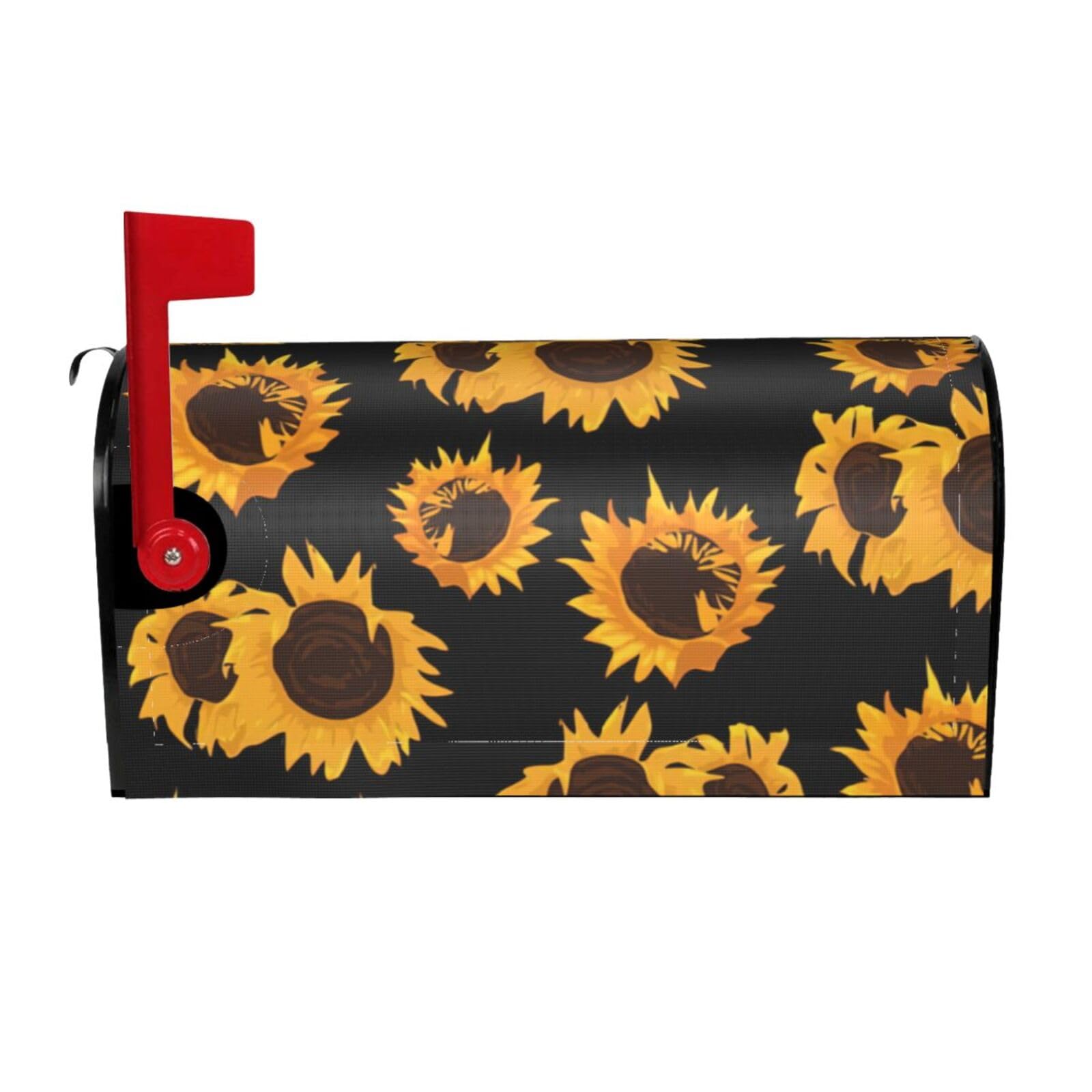 Golden Sunflowers Print Mailbox Cover Wraps Post Letter Box Cover Decor For Outside Garden Yard Farmhouse Home
