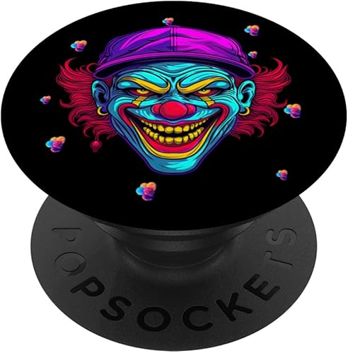 Miniatura 1 de Funny Streetwear synthwave 80s 90s retro anime malvado payaso PopSockets adhesivo PopGrip