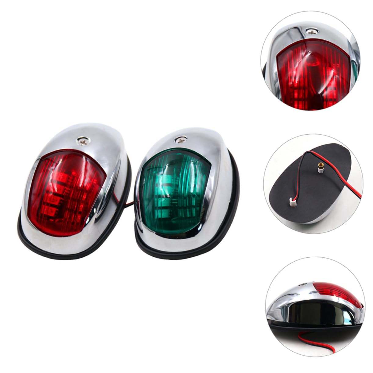 Happyyami Luce di Navigazione Marina LED 12v 2 Pezzi per Barca | Argento, Abs e Acrilico, Lunga Durata, per Pontone e Touring Car, Uso Nautico Notturno