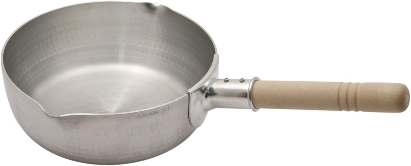 Akao Aluminum Don Yukihira Pot (Double Mouth), 7.1 inches (18 cm), Aluminum Alloy, Handle (Natural Wood), Japan AYK05018