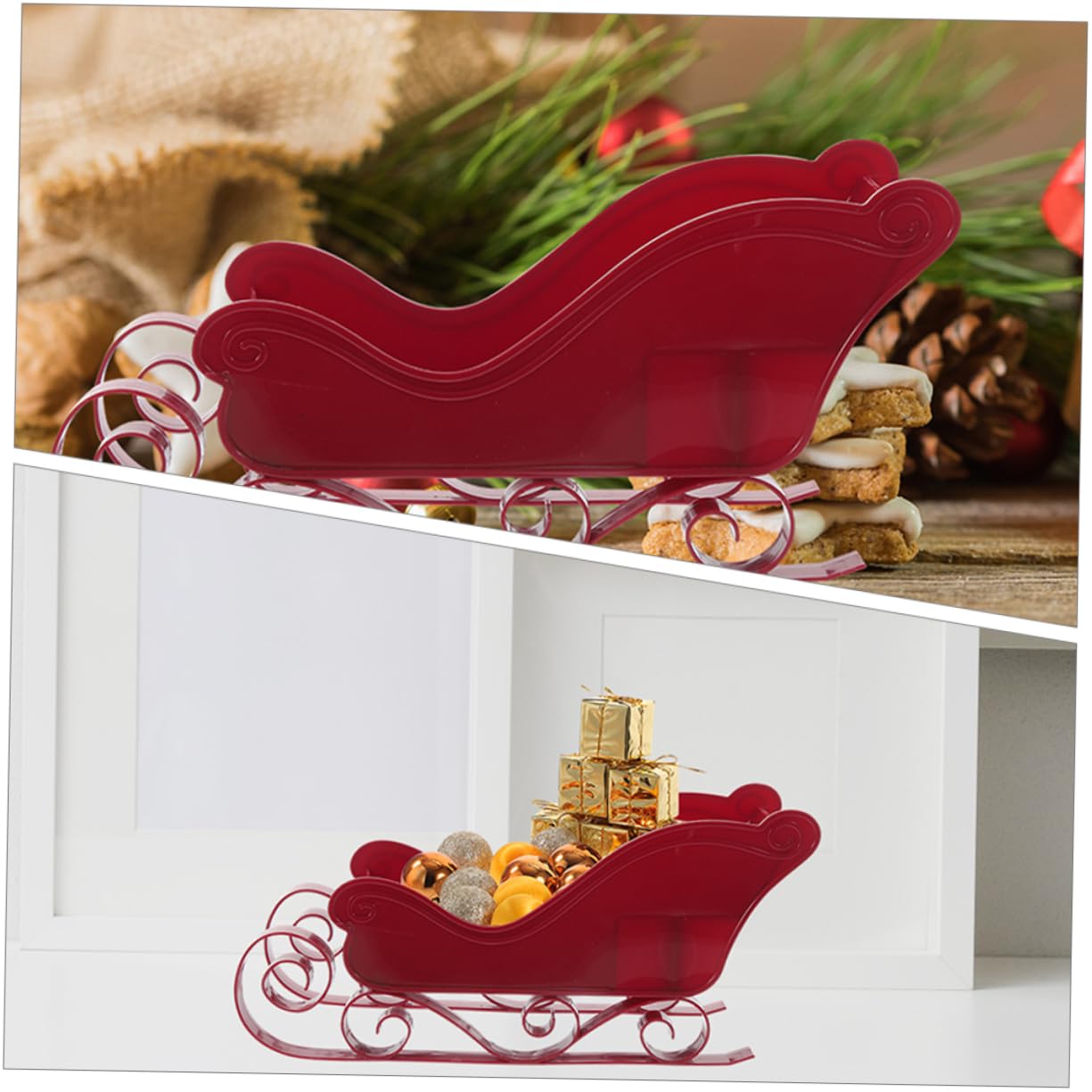 3st Weihnachtsschlitten Tischschlitten Holz: Deko Anhänger Weihnachten Hängender Weihnachtsmann- Weihnachtsverzierung Plastik Miniatur Ornamente