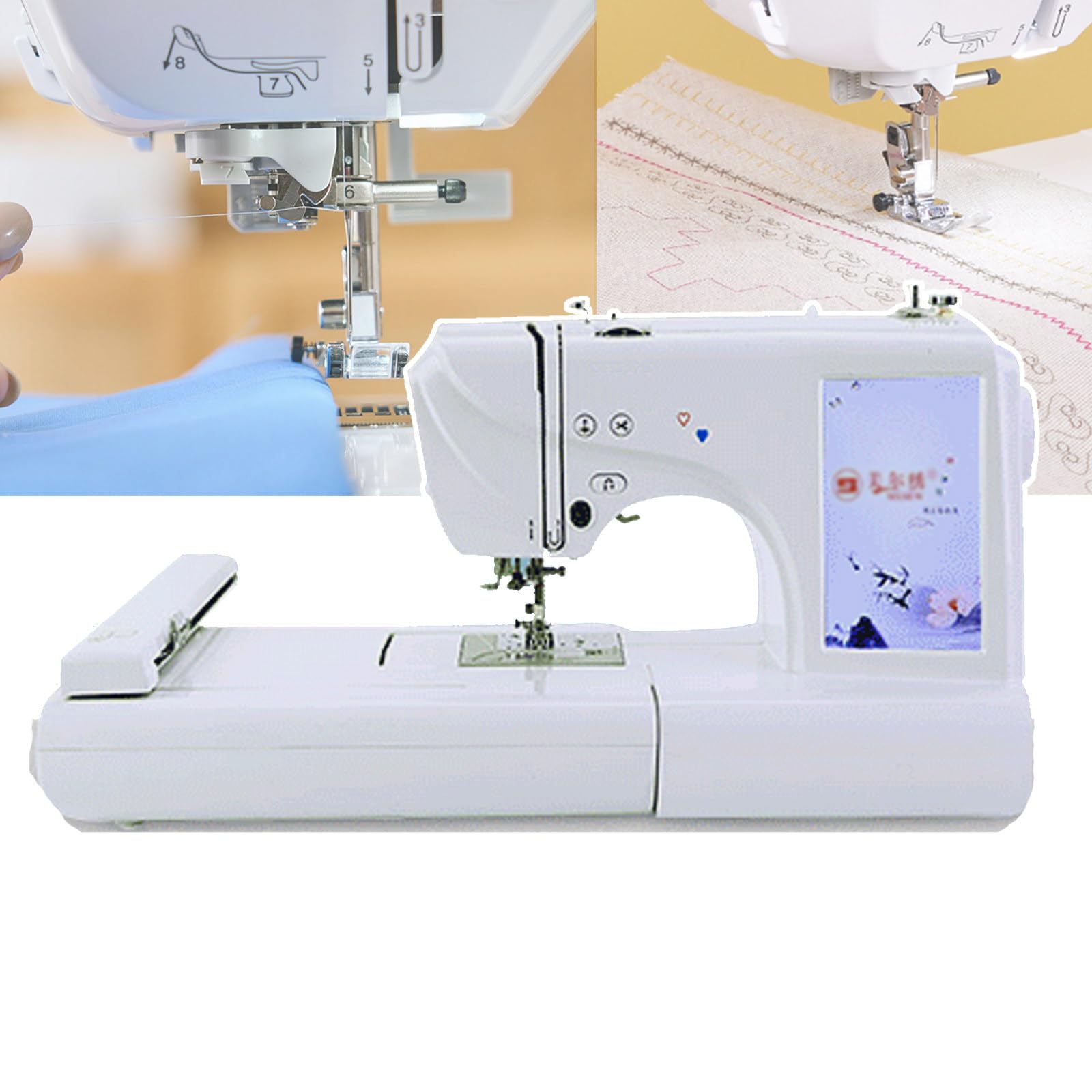 Macchina da Cucire per Ricamo,Macchina da Ricamo elettrica Portatile per Uso Domestico 158 Disegni incorporati, con 210 Lettere Integrate e 30 Bordi con Motivi, per la Decorazione Domestica