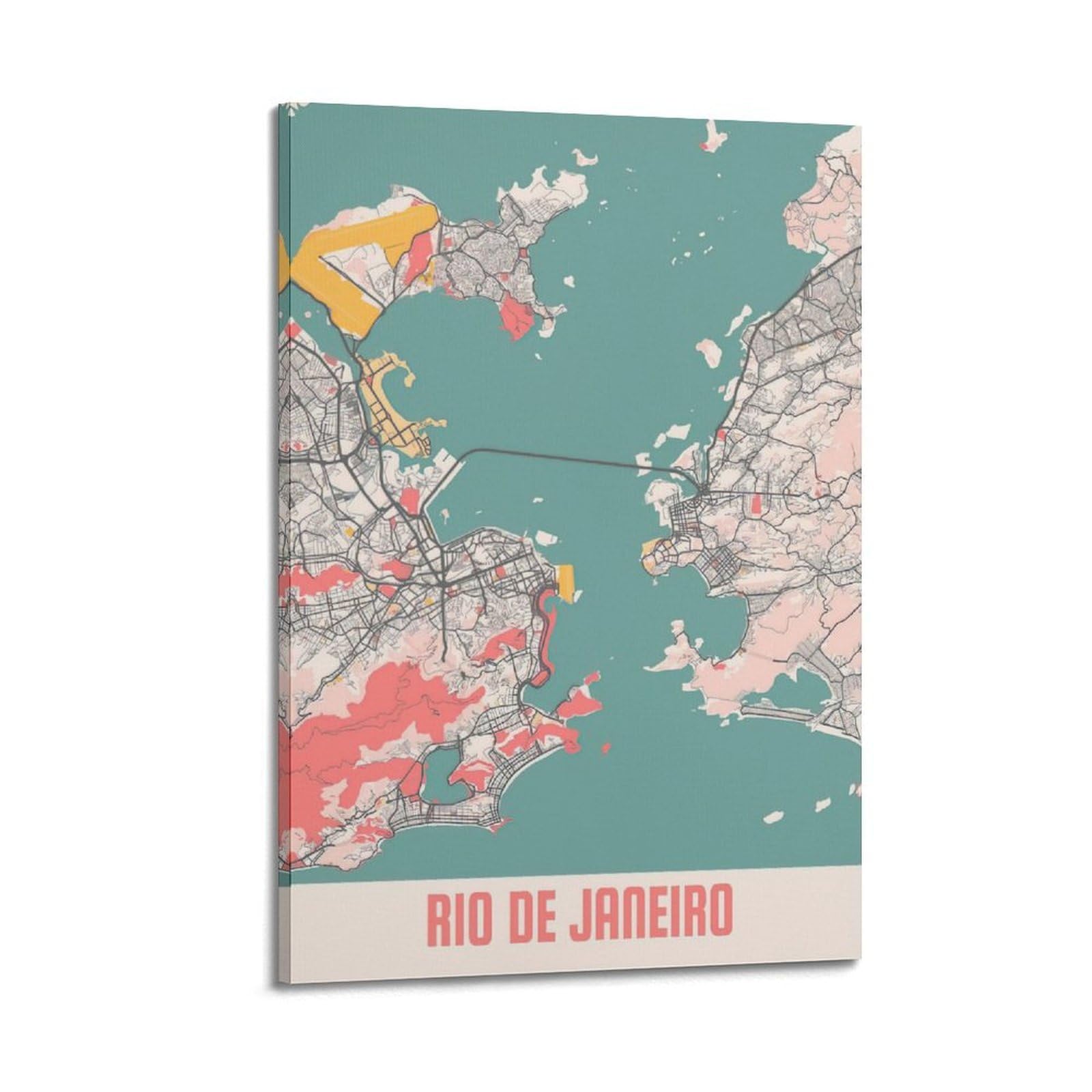 OKAHYS Brazil Rio De Janeiro Vintage Map Poster Decorative Painting Canvas Wall Artworks Picture 24x36inch(60x90cm)