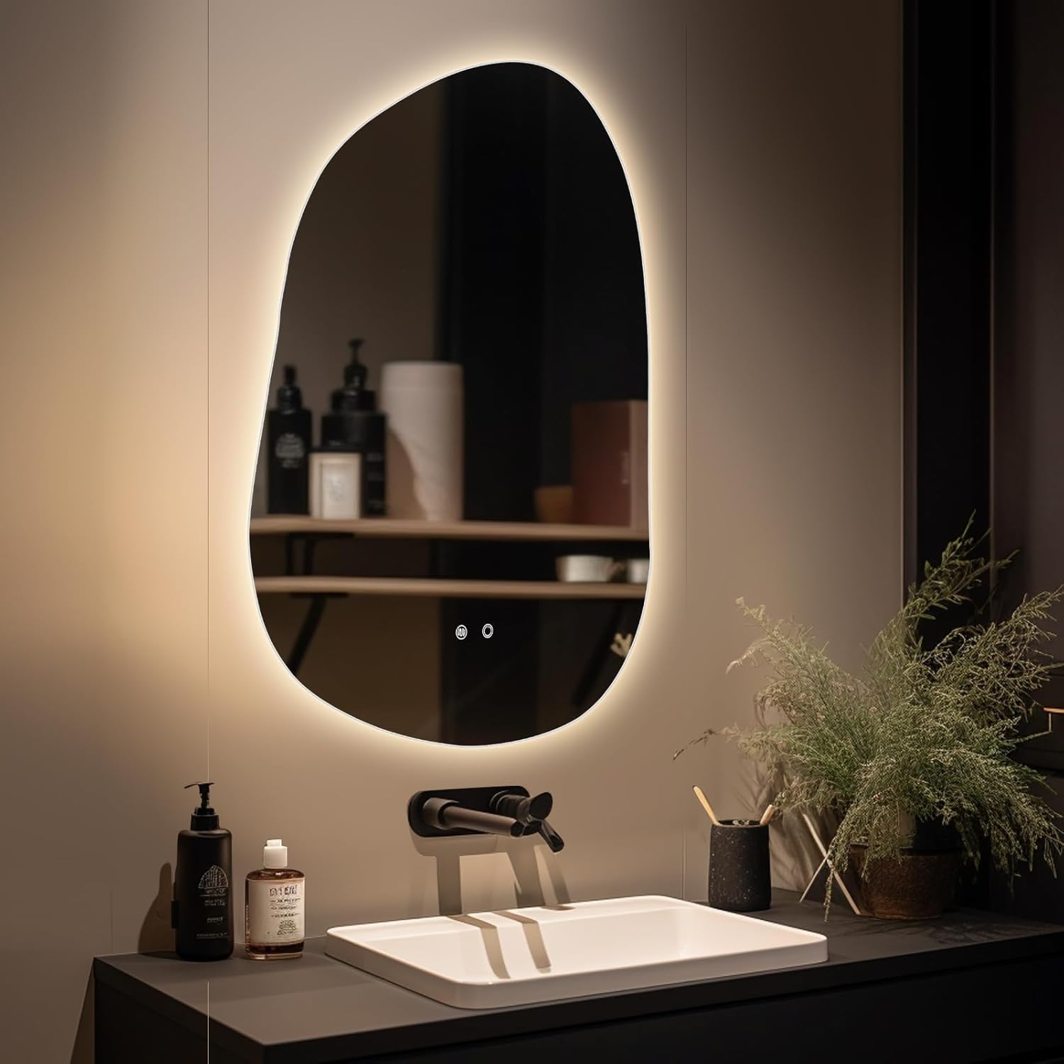 HOMECOOKIN LED Bathroom Mirror with Lights, 22 x 30 Inch Backlit LED Bathroom Mirror, Anti Fog Mirror for Bathroom, 3 Colors and Dimmable Light, Horizontal/Vertical