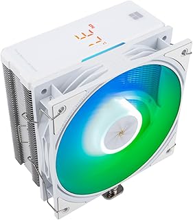 Thermalright Assassin X 120 R Digital ARGB White CPU エアクーラー、2000RPM 速度、4 ヒートパイプ、12cm 静音 PWM ファン CPU クーラー、デジタル スクリーン トップ カバー、AM4/AM5、Intel LGA1700/1851/1150/1151/1200、PC 冷却用