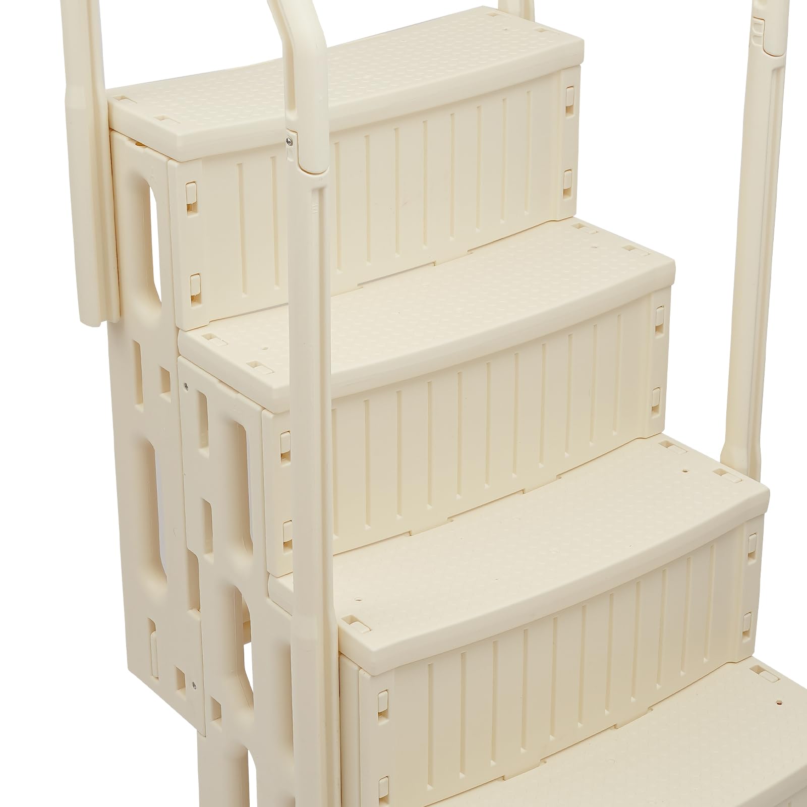 Échelle de piscine en plastique avec main courante, 4 marches, capacité de charge de 181,44 kg, pour camping-car, jacuzzi, piscine encastrée, terrasse, maison, extérieur