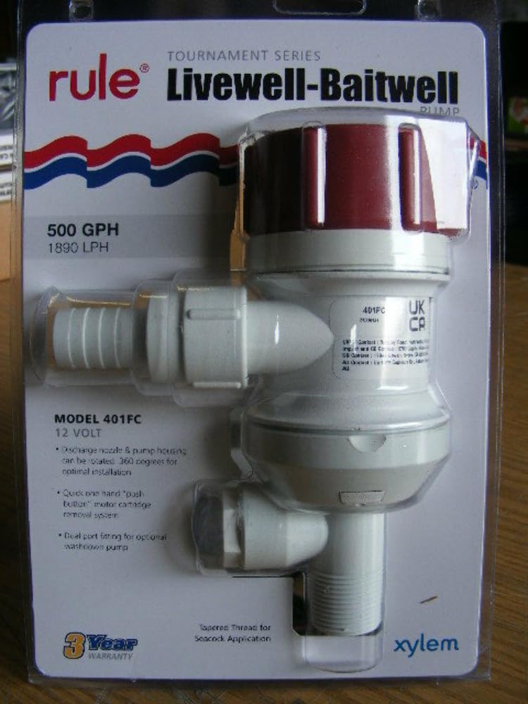 Rule 401FC Tournament Series Livewell Aerator Pump 500GPH Boat Fishing Marine