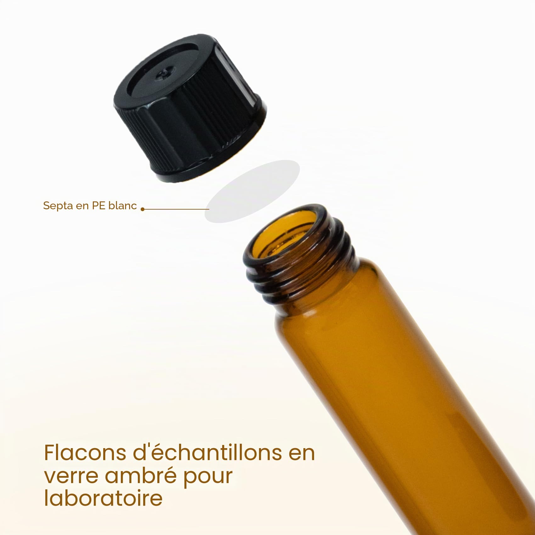 ALWSCI 20 Pièces 10 mL Ambré Flacon Echantillon en Verre, 18-400 mm Noir Bouchon en Polypropylène - 22 x 52 mm