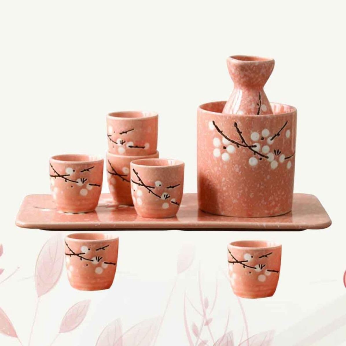 ABOOFAN Coffret à Saké Japonerie en Céramique Rose, Style Chic pour Bar