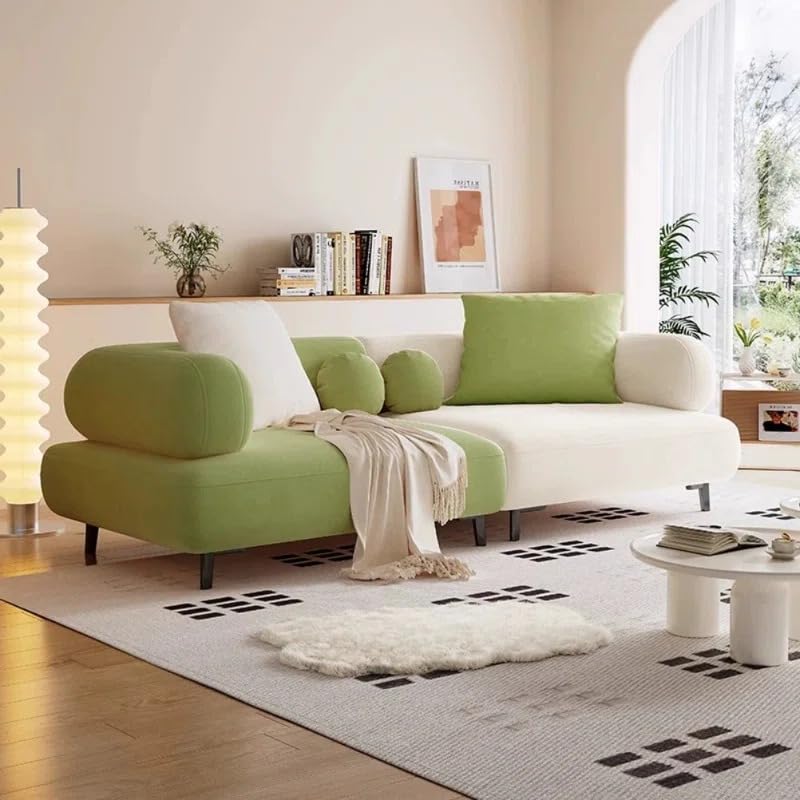 Image of LEGACY OF COMFORT Style Creative 3-Seater Sofa - Modern Elegance for Your Living Room (Light Green /White)