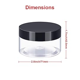 SATINIOR 24 Pieces Empty Clear Plastic Jars with Lids Round Storage Containers Wide-Mouth for Beauty Product Cosmetic Cream Lotion Liquid Butter Craft and Food (Black Lid, 4 oz)
