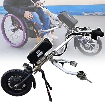 Electric Wheelchair Conversion Kit, 500W Electric Handcycle Wheelchair Attachment with Shock Absorber System, Tweeter, 17ah Battery, Range 65km,A