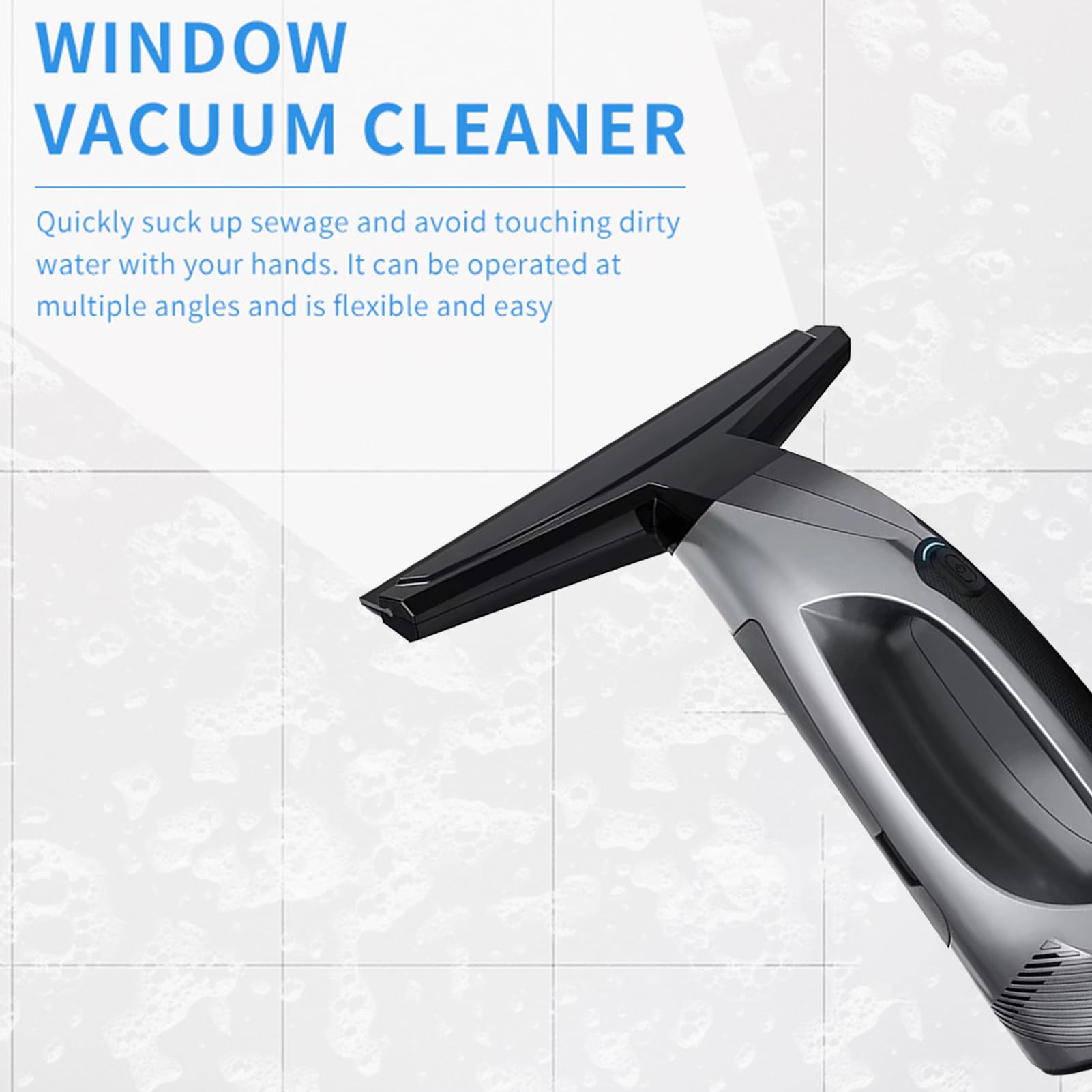 Fafeicy Robot de Limpieza de Ventanas, Limpiacristales Eléctrico de Mano con Potente Succión de 2000 Pa, Escobilla de Ducha Inalámbrica, Batería Recargable de 2200 MAh (Black)