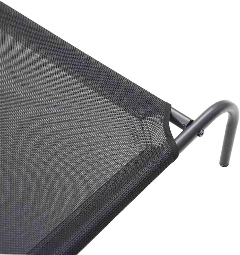 vidaXL Elevated Dog Bed Black 51,2" x31,5 x7,9 Textilene and Steel, Raised Dog Bed, Outdoor Dog Bed, Cooling Dog Bed, Dog Bed, pet Bed