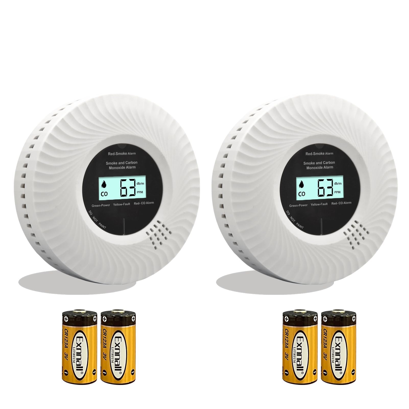 Kohlenmonoxid-Rauchwarnmelder, Kohlenmonoxid-Rauchwarnmelder mit Sprachalarm, 10 Jahre Batterielebensdauer, Zertifiziert nach den Normen EN14604 & EN50291(inkl. Batterie) (Getrennt 2pack)