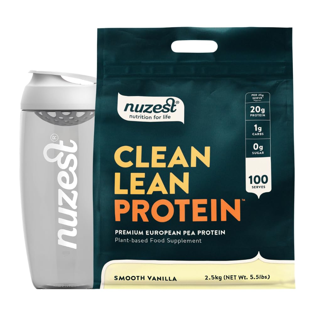 Clean Lean Protein 2.5kg Smooth Vanilla Vegan Protein Powder + Sports Shaker Bottle