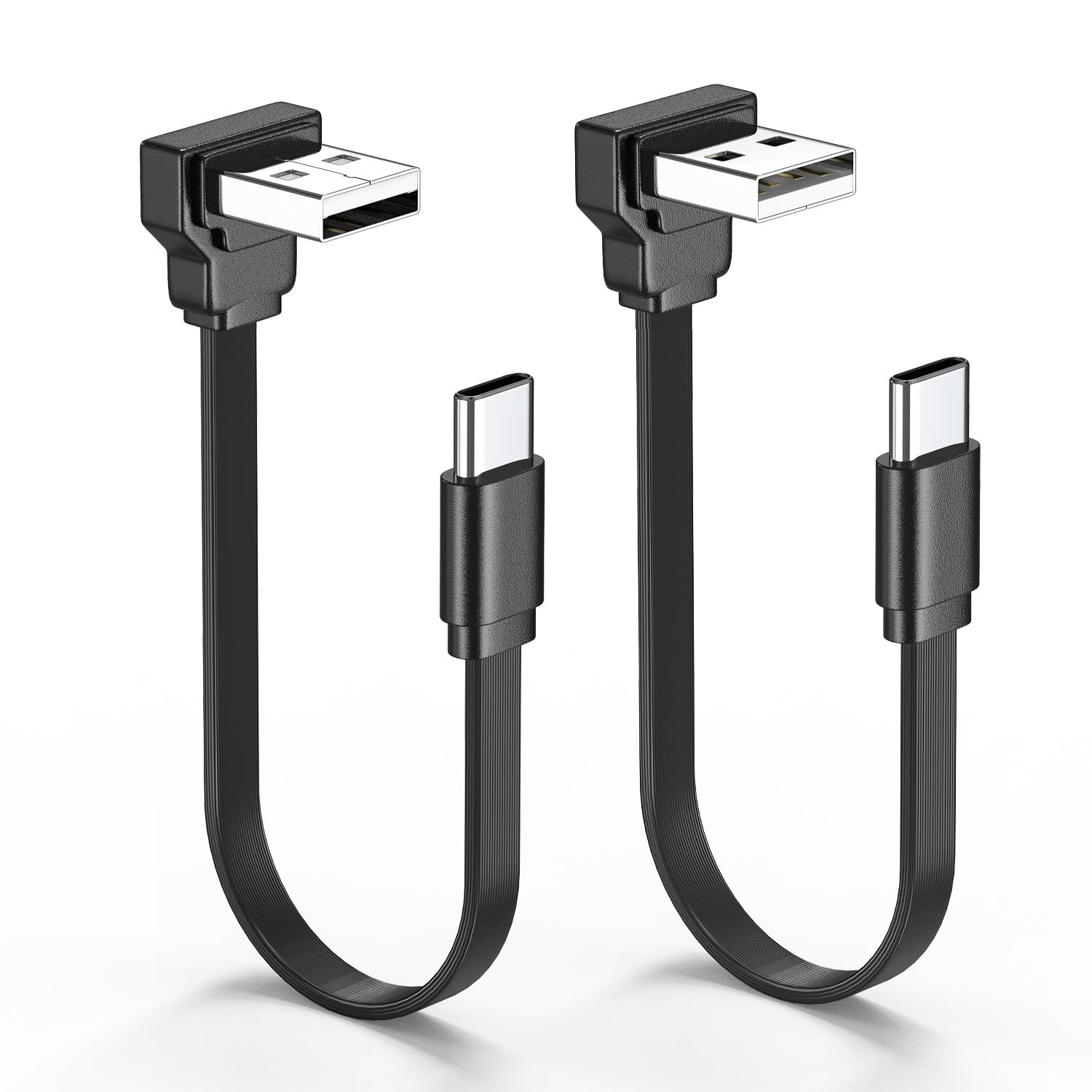 2 cables planos USB A a USB C de 90 grados en ángulo recto USB macho a macho, cable USB corto suave de 50.8 cm-50 cm (ángulo arriba + ángulo abajo)