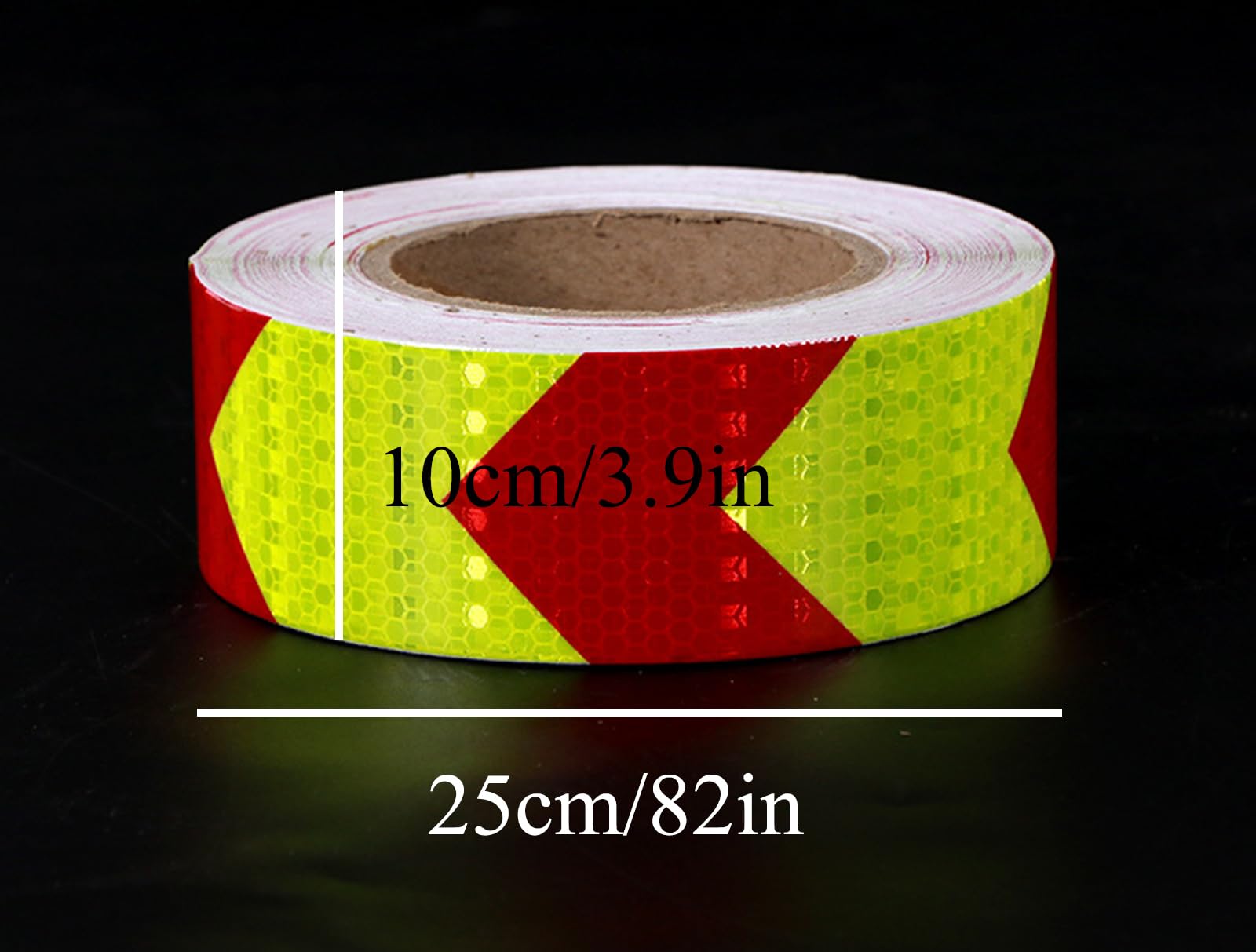 HEAGER Reflektierende Klebebandaufkleber, Warnband, fluoreszierender gelb-roter Pfeil, reflektierendes Warnband, Nachtsicherheitsaufkleber, (2/3,9/7,9 Zoll x 82 Fuß), Breite 5 cm (Color : Width 10cm)