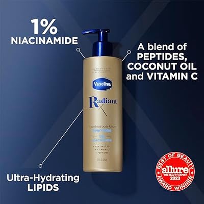 Vaseline Radiant X Even Tone Nourishing Body Lotion With 1% Niacinamide, Coconut Oil, Vitamin C, Peptides 11 oz