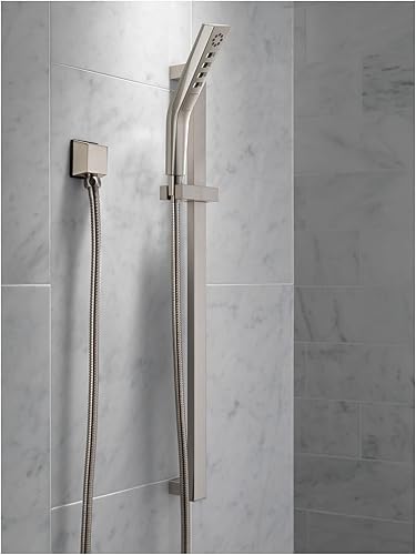 Miniatura 4 de Delta Faucet 3-Spray H2Okinetic - Barra deslizante de mano con manguera, cabezal de ducha de mano negro, ducha de mano con barra deslizante, ducha