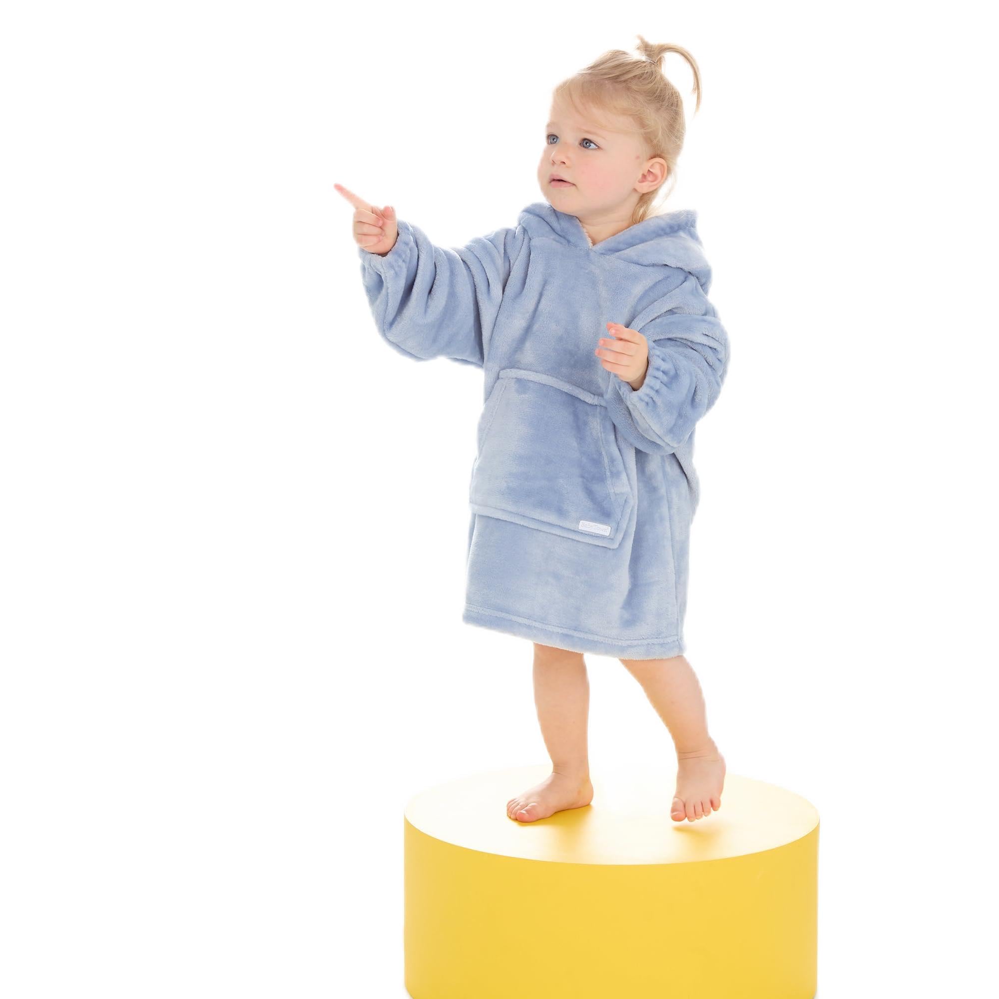 Panzy Baby Toddler Children Oversized Blanket Hoodie Comfy Wearable Blanket Hoodie with Large Pockets for kids Boys & Girls (Duskey Blue, 3 Years - 6 Years)