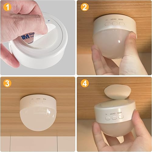 Miniatura 4 de Kintion Luz nocturna, luz nocturna LED portátil regulable de 8 colores, lámpara de luz recargable de 1800 mAh, cuidado de los ojos suave, blanco