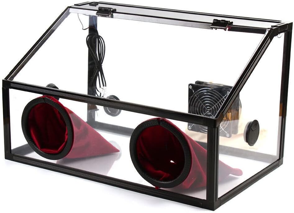 Enclosed Dust Box, 58x 35x 35cm 3MM Electric Grinding Table Polisher Dust Box, Fully Enclosed Electric Grinding Table Polisher Dust Box Acrylic Cover+LED Light for Table Polisher
